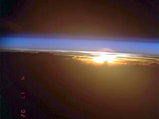 Sunrise taken during the STS-60 mission from the space shuttle Discovery 